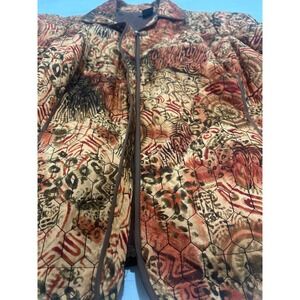 RQT Women's XL Abstract Print Quilted Zip Up Jacket Brown Orange Tan (791)